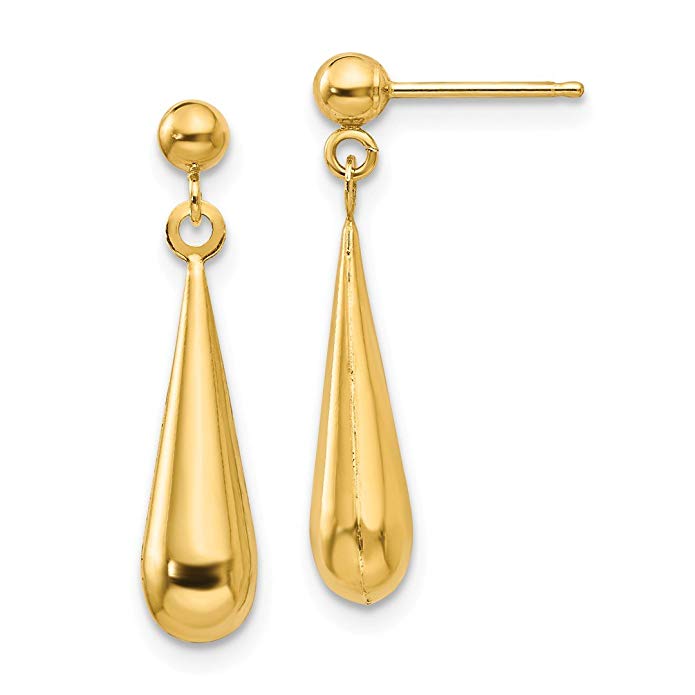 14kt Yellow Gold Teardrop Drop Dangle Chandelier Post Stud Earrings Fine Jewelry For Women Gift Set