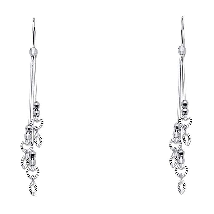 14k White Gold Dangle Earrings (70 x 8 mm)