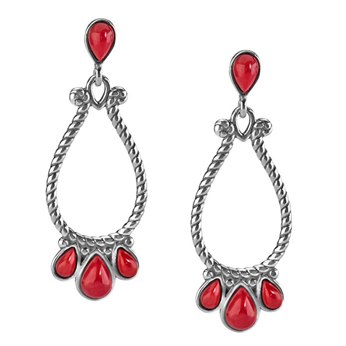 Sterling Silver Red Sea Bamboo Teardrop Chandelier Earrings - Classics Collection