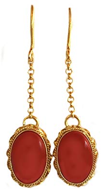 Coral Earrings Summer Dream Natural Mediterranean Coral, French Wire, 925 Sterling Silver 18K Yellow Gold Overlay, Italian