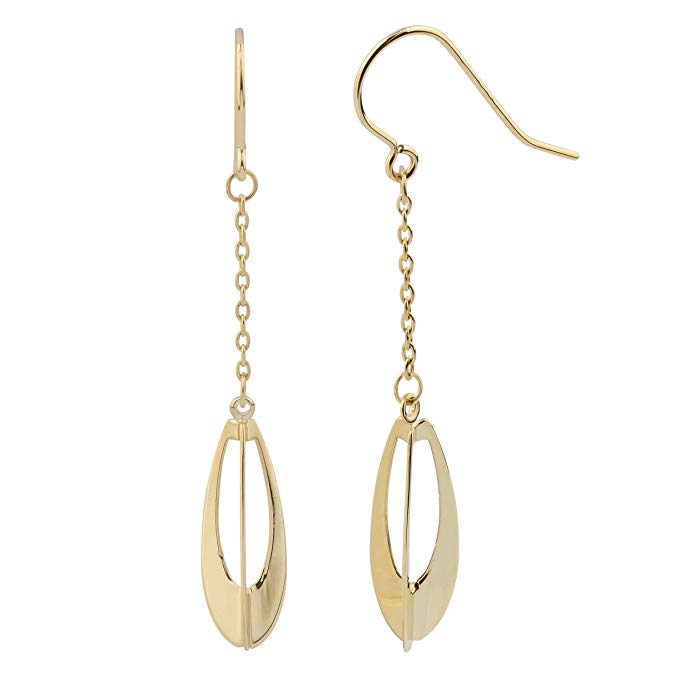 10k Yellow Gold Three Dimensional Teardrop Dangle Earrings