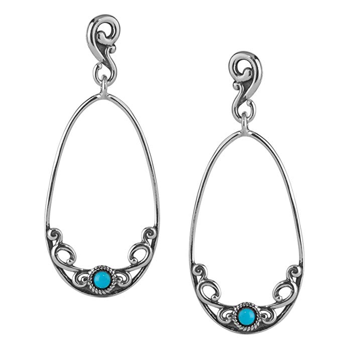 Carolyn Pollack Sterling Silver & Sleeping Beauty Turquoise Teardrop Earrings - CP Sleeping Beauty Collection