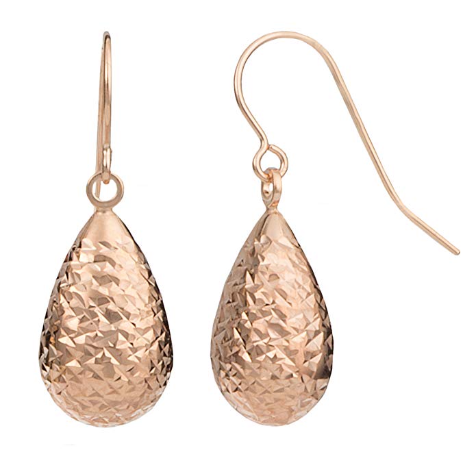 10k Gold Diamond-cut Pear Drop Earrings