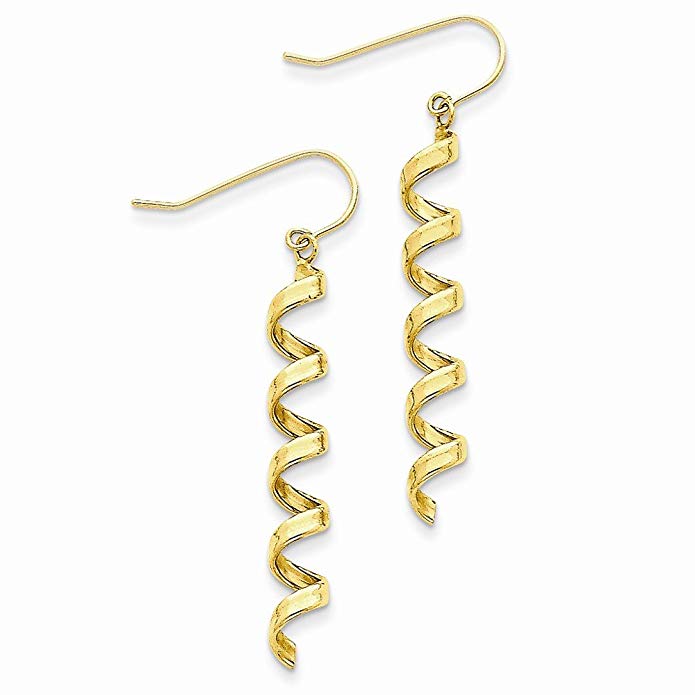 14k Yellow Gold Fancy Spiral Drop Earrings