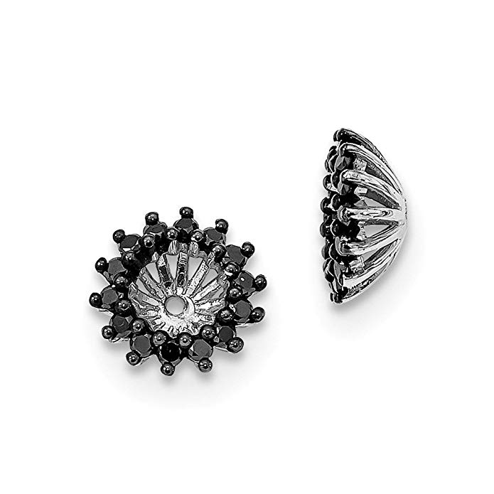 Sterling Silver Rhodium Plated Black Diamond Earring Jacket (0.49ct) (10MM Long x 11MM Wide)