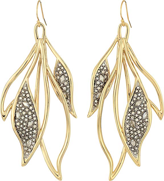 Alexis Bittar Womens Crystal Encrusted Feather Wire Earrings