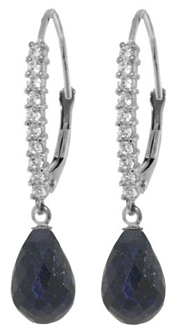 14k Solid Gold Leverback Earrings with Diamonds and Sapphires