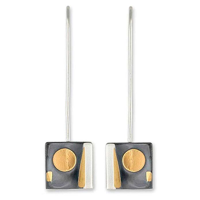 NOVICA 24k Yellow Gold & .925 Sterling Drop Earrings, Divergence'