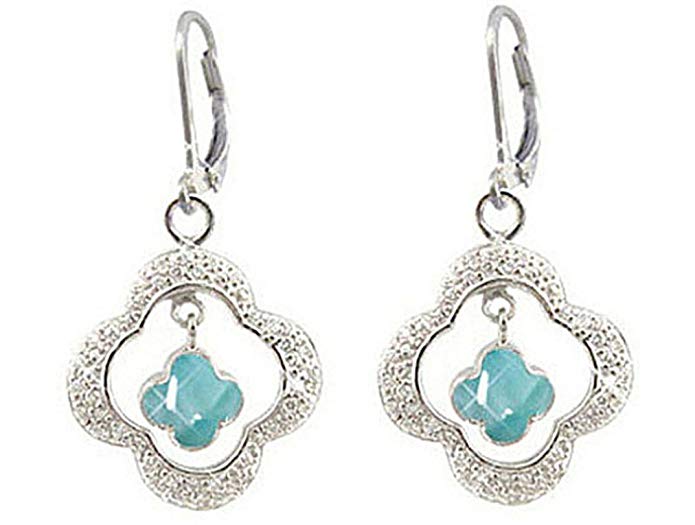 Sterling Silver Larimar Earrings (BTS-NEA3087/LR/CZWH/R)