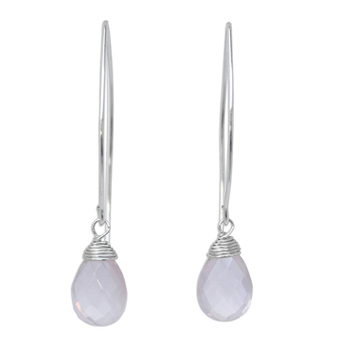 NOVICA .925 Sterling Silver and Faceted Rose Quartz Dangle Earrings, 'Sublime Blush' (5 cttw)