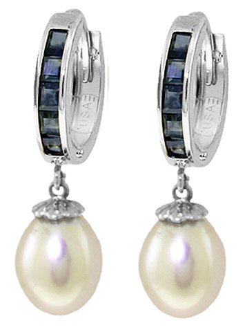 14k White Gold Sapphire Earrings with Pearls