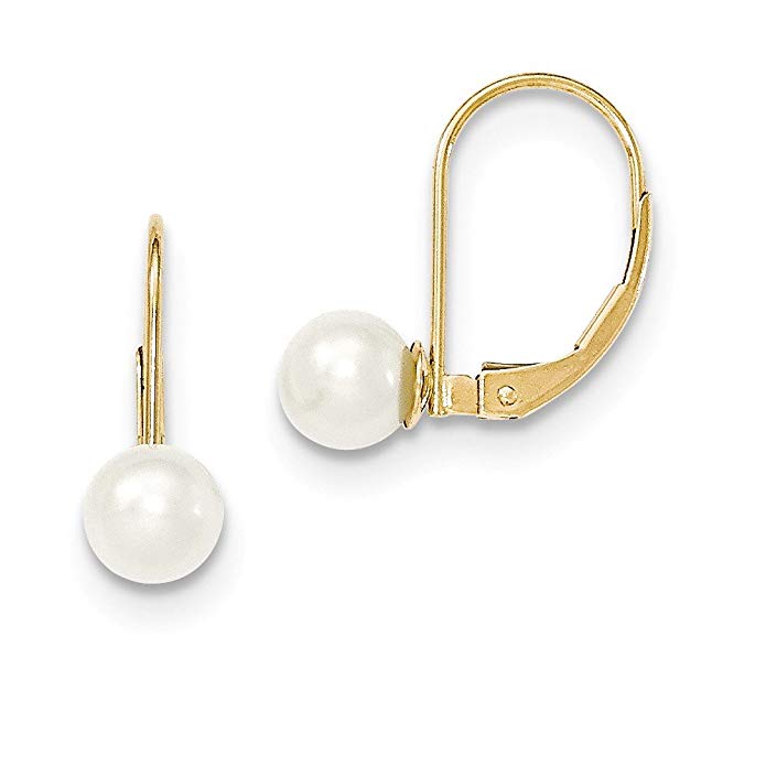 14k Yellow Gold 6mm Pearl Drop And Dangle Earrings