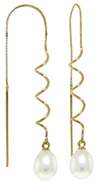 14k Yellow Gold Threaded Earrings with Freshwater-cultured Pearl