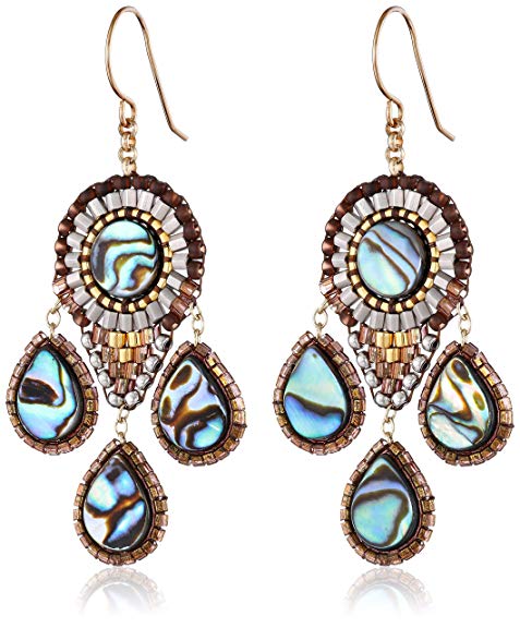 Miguel Ases Abalone Small 3-Drop Chandelier Earrings